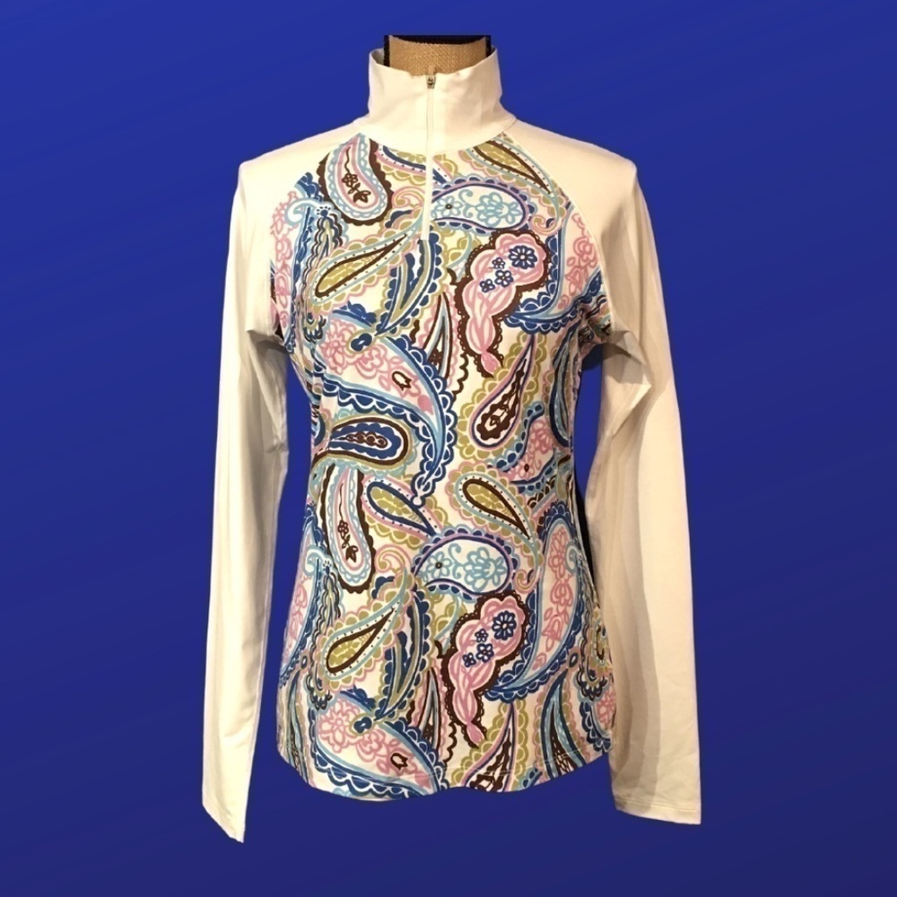 Athleta Women's Long Sleeve Rash Guard Shirt, WHITE/MULTI, Size Small, NWT*